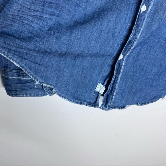 Frank & Eileen Barry Famous Denim Shirt Distressed Vintage Wash Sz XL - Picture 9 of 10